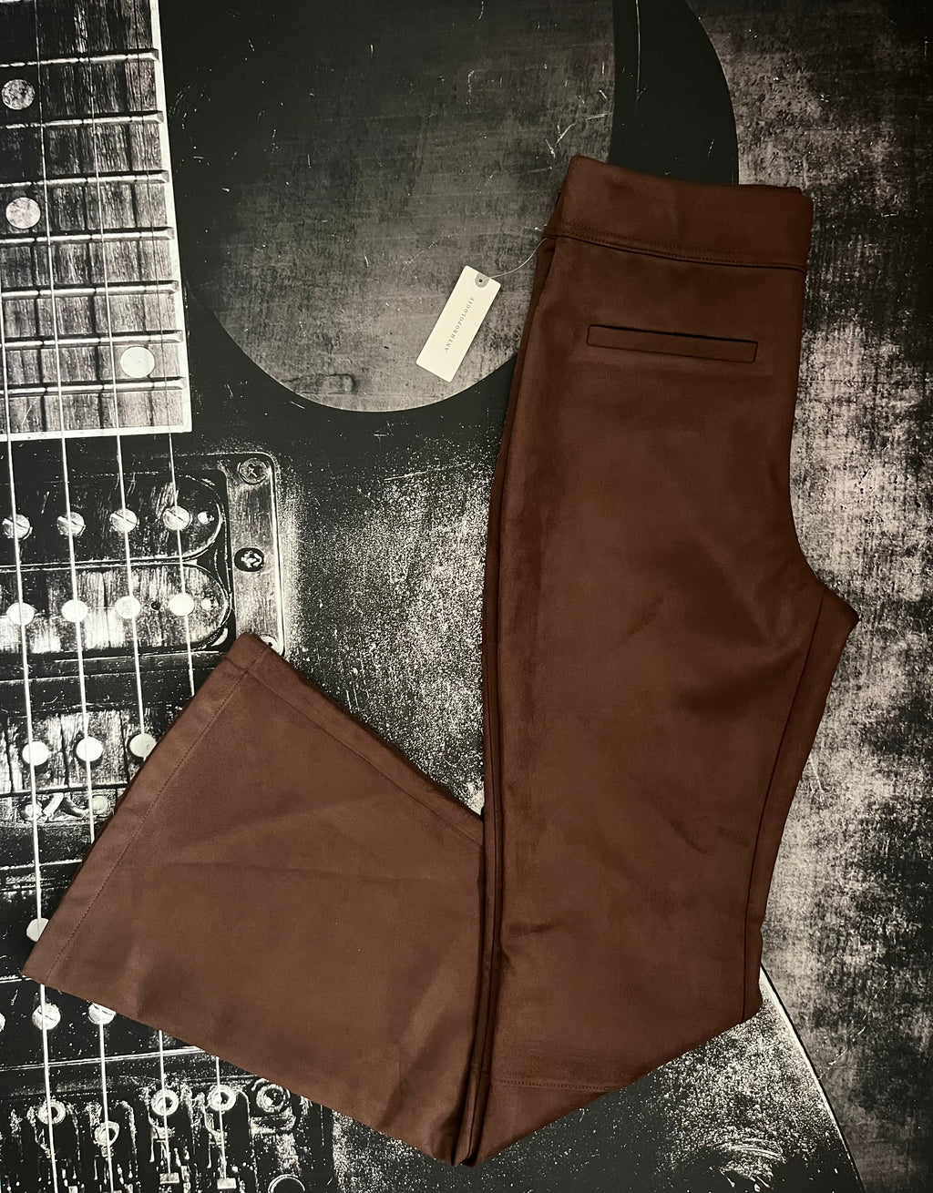 NWT Anthropologie Faux-Suede Flare Pants • Bark Brown • Size: Small