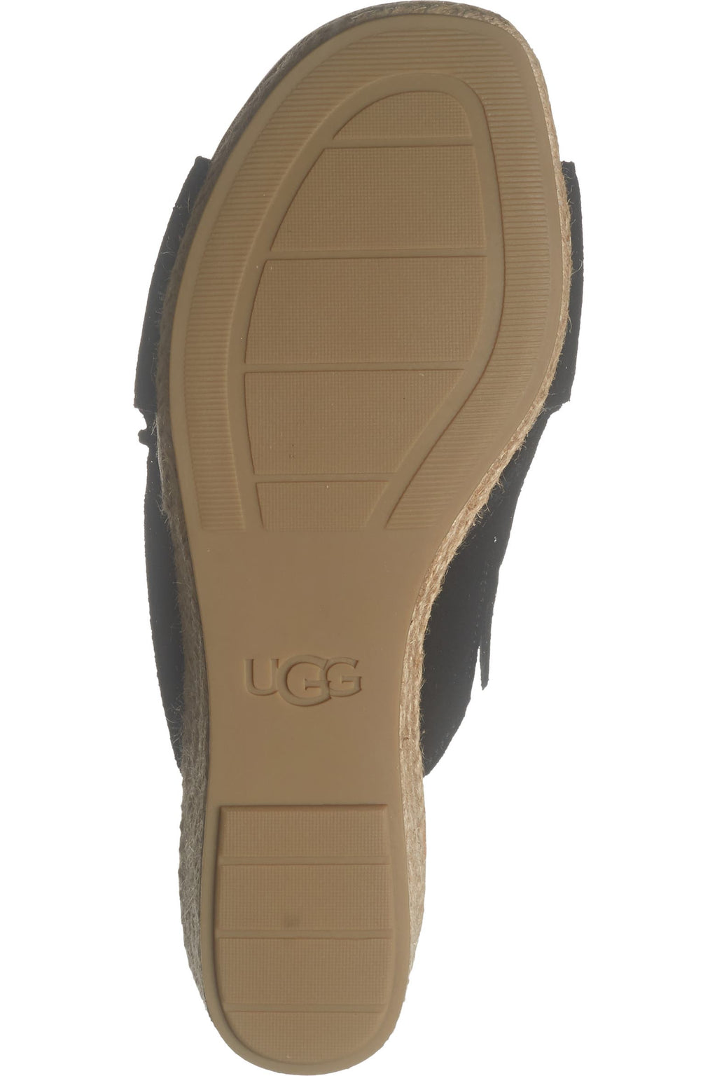 NIB UGG Taia Wedge Heel Sandals • Black Leather • Size: Women's 8