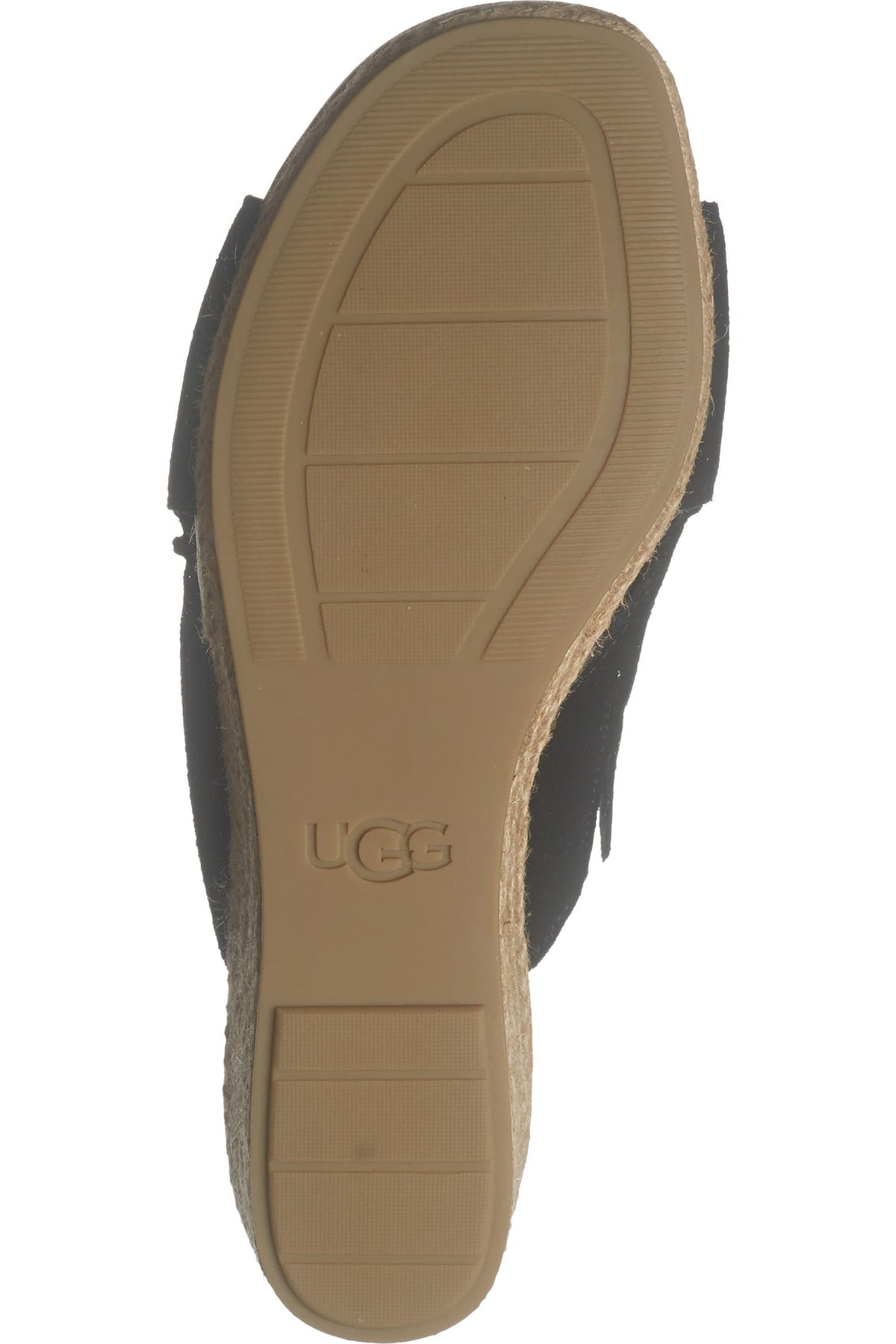 NIB UGG Taia Wedge Heel Sandals • Black Leather • Size: Women's 8