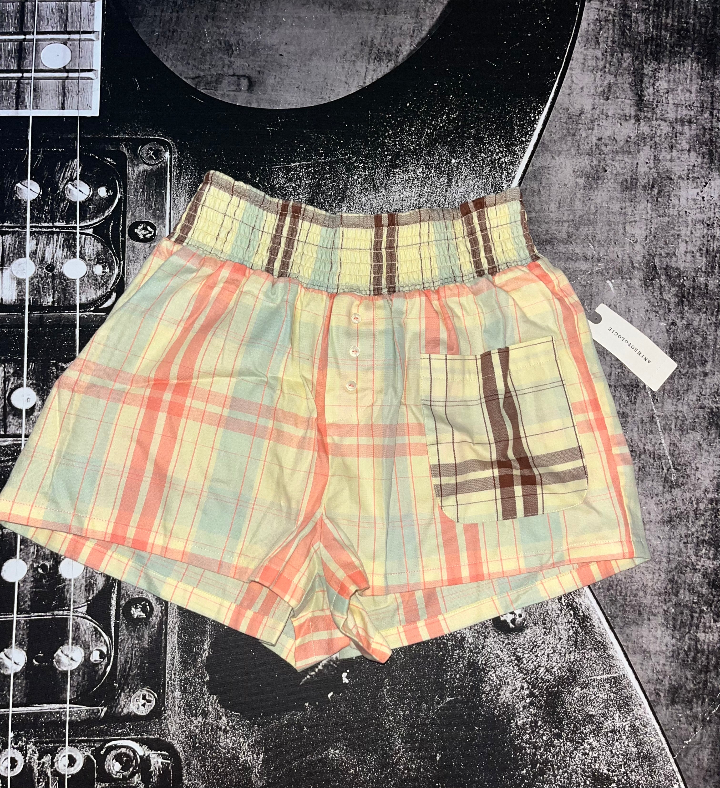 NWT LyreBird Yellow Flannel Boxer Shorts • Multi-Color Plaid • Size: XXS