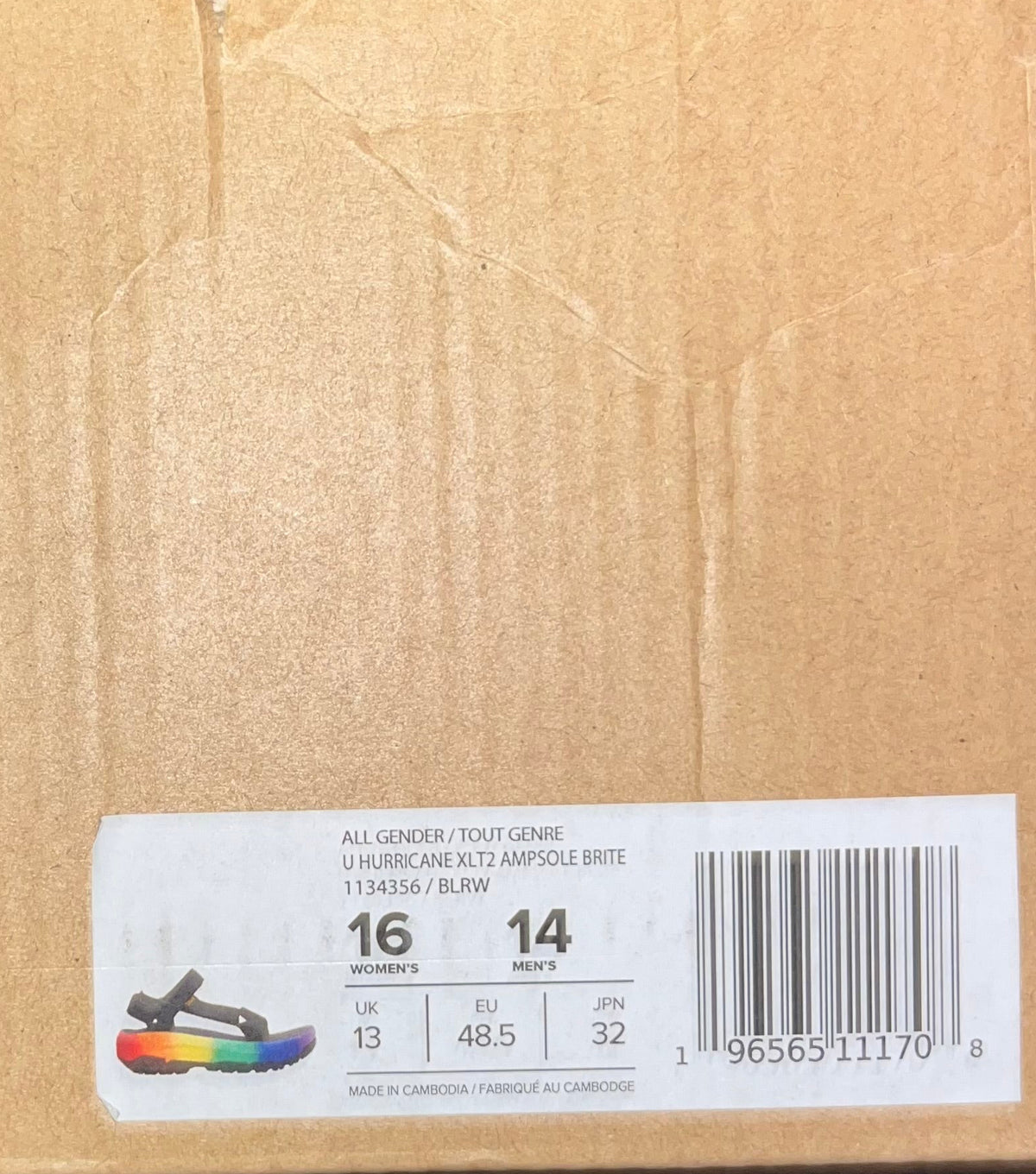 NIB Teva Hurricane XLT2 Ampsole Brite Platform Sandals • Black / Rainbow • Size: Men's 14 / Women's 16