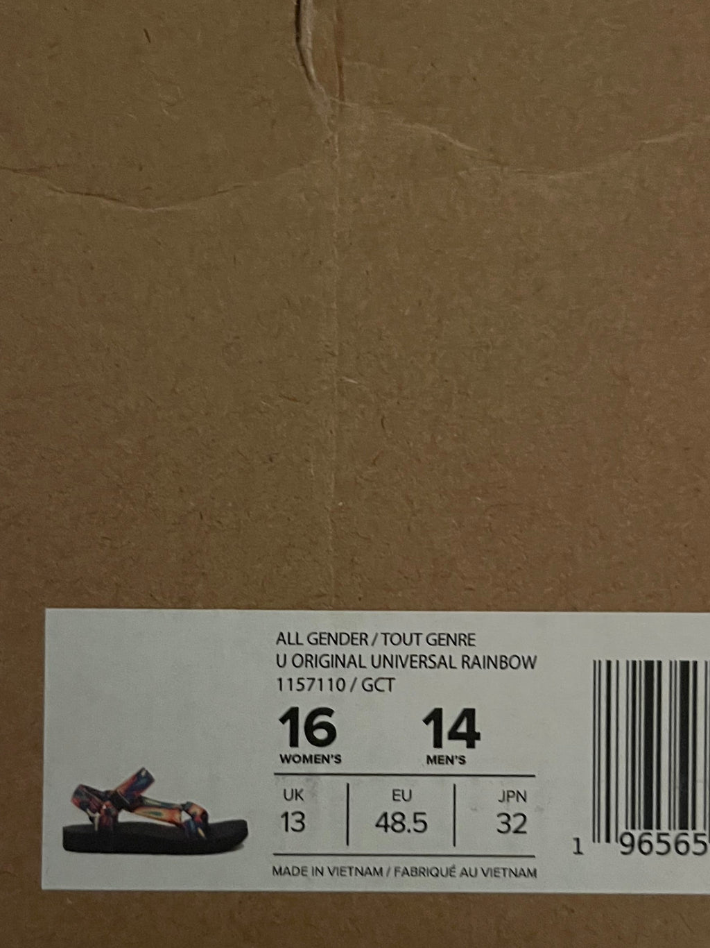NIB Teva Original Universal Rainbow Strap Sandals • Galactic Multi Black / Rainbow • Size: Men's 14 / Women's 16