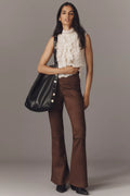 NWT Anthropologie Faux-Suede Flare Pants • Bark Brown • Size: Small