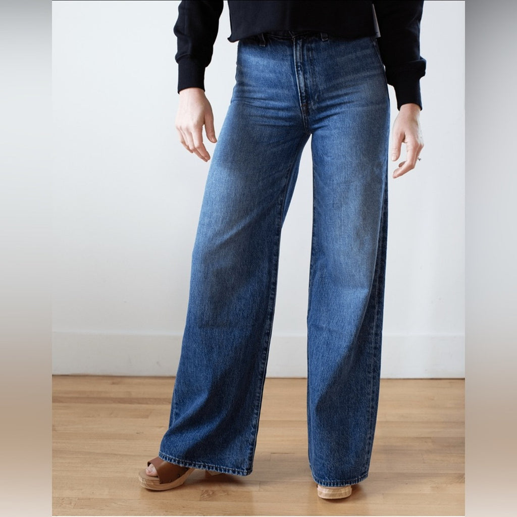 Edwin Iris Palazzo High-Rise Wide-Leg Jeans • Milton Wash • Size 32 • NWT