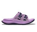 Pair of new purple and navy HOKA Ora Luxe recovery slide sandals, unisex men's 11 / women's 13