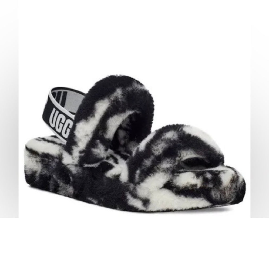 UGG Oh Yeah Slide Sandal | Black & White Marble | Women's Size 7 | NIB