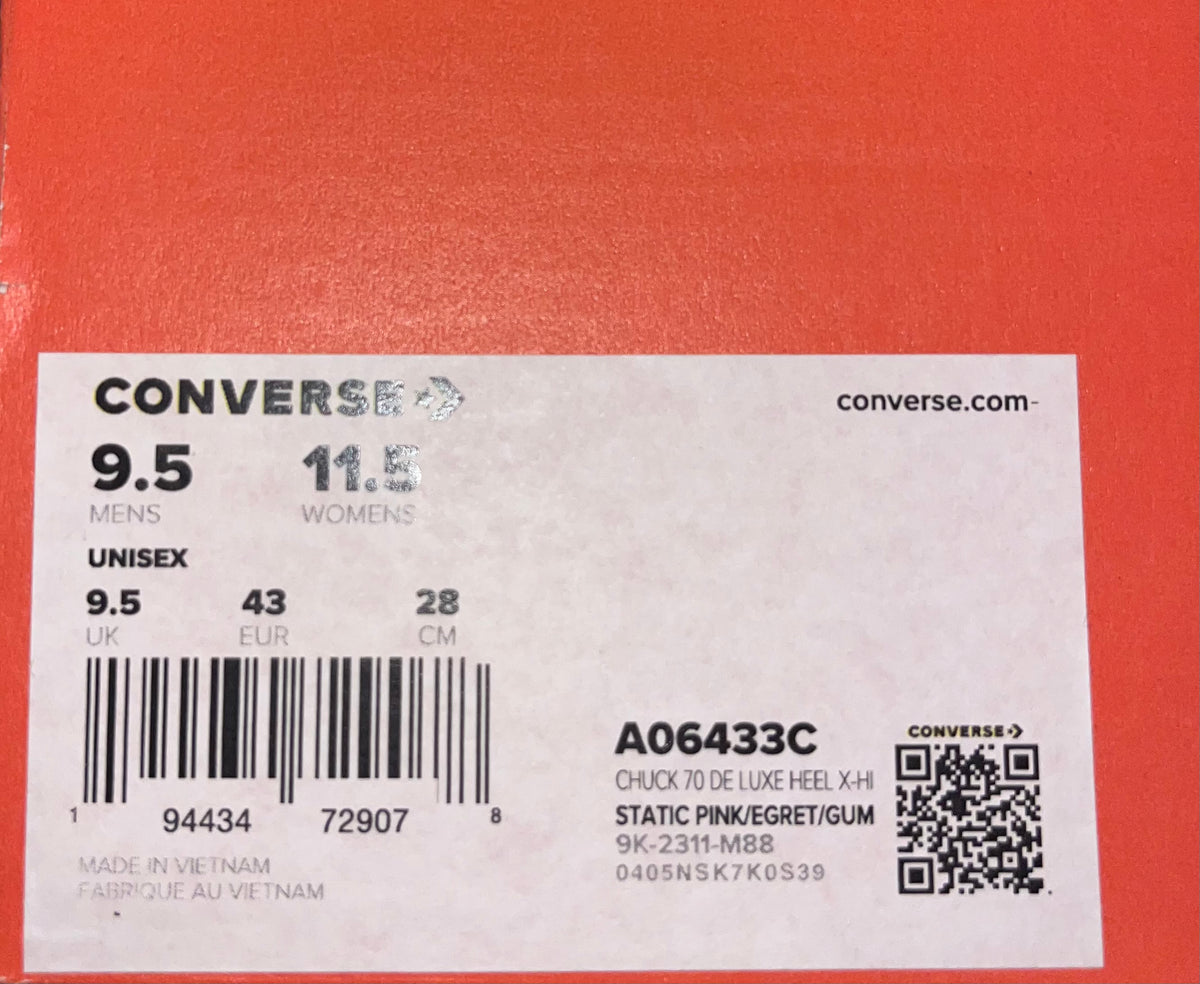 NIB Converse Chuck 70 De Luxe Heel High Top Platform Sneakers • Static Pink / Egret / Gum • Size: Women's 11.5 / Men's 9.5