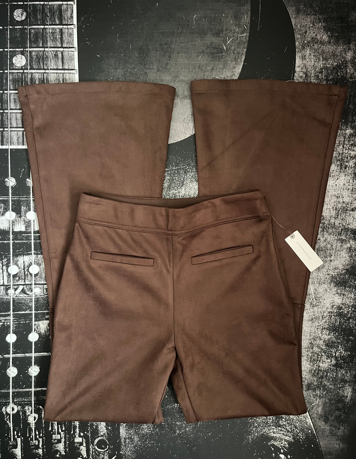 NWT Anthropologie Faux-Suede Flare Pants • Bark Brown • Size: Small