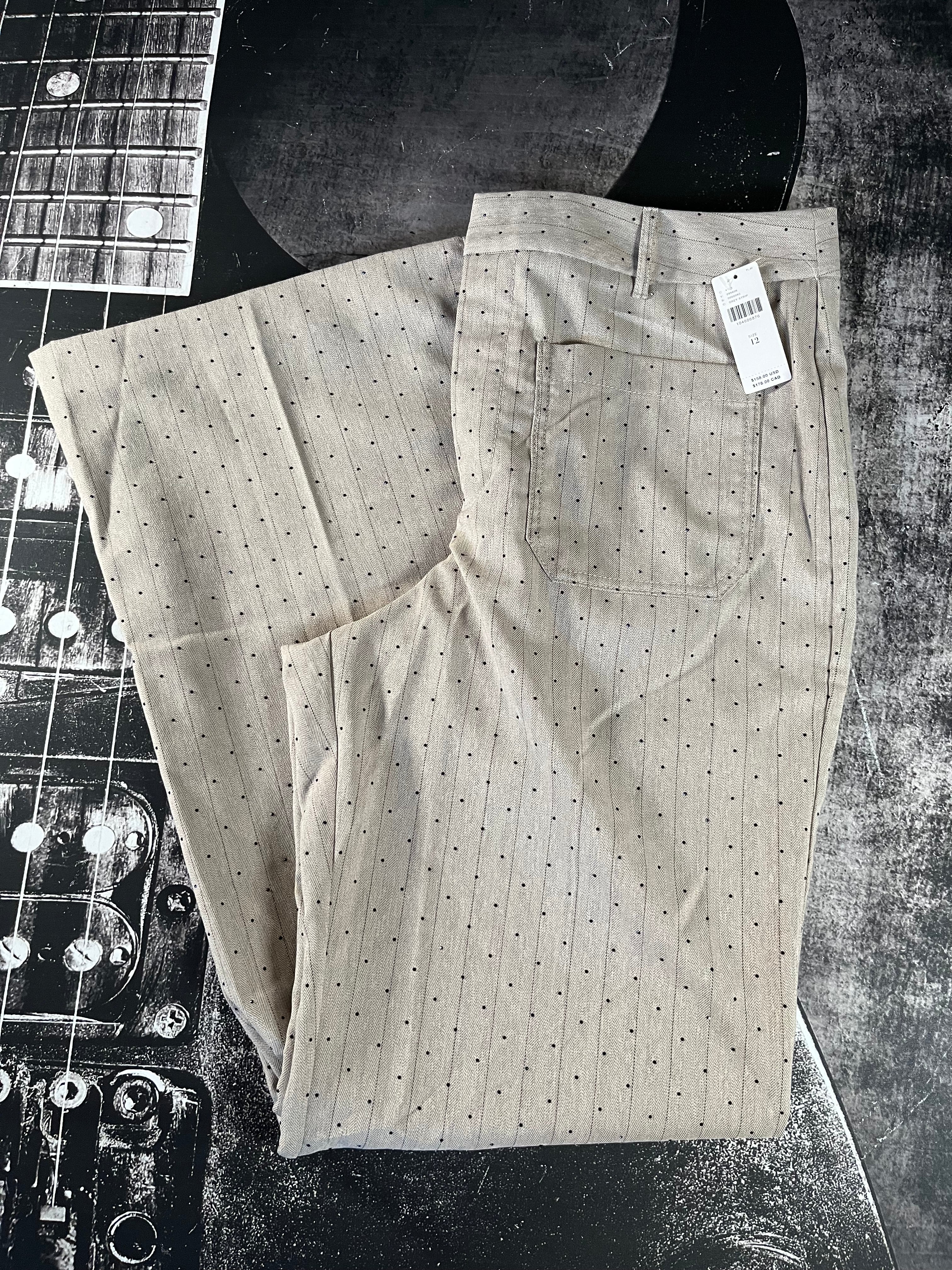 NWT Maeve Jude Sparkle Pinstripe Trousers • Grey Stripe • Size: US 12 / UK 16