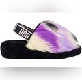 UGG Fluff Yeah Slide Sandal | Tie Dye Black Purple White | Women's Size 7 | NIB