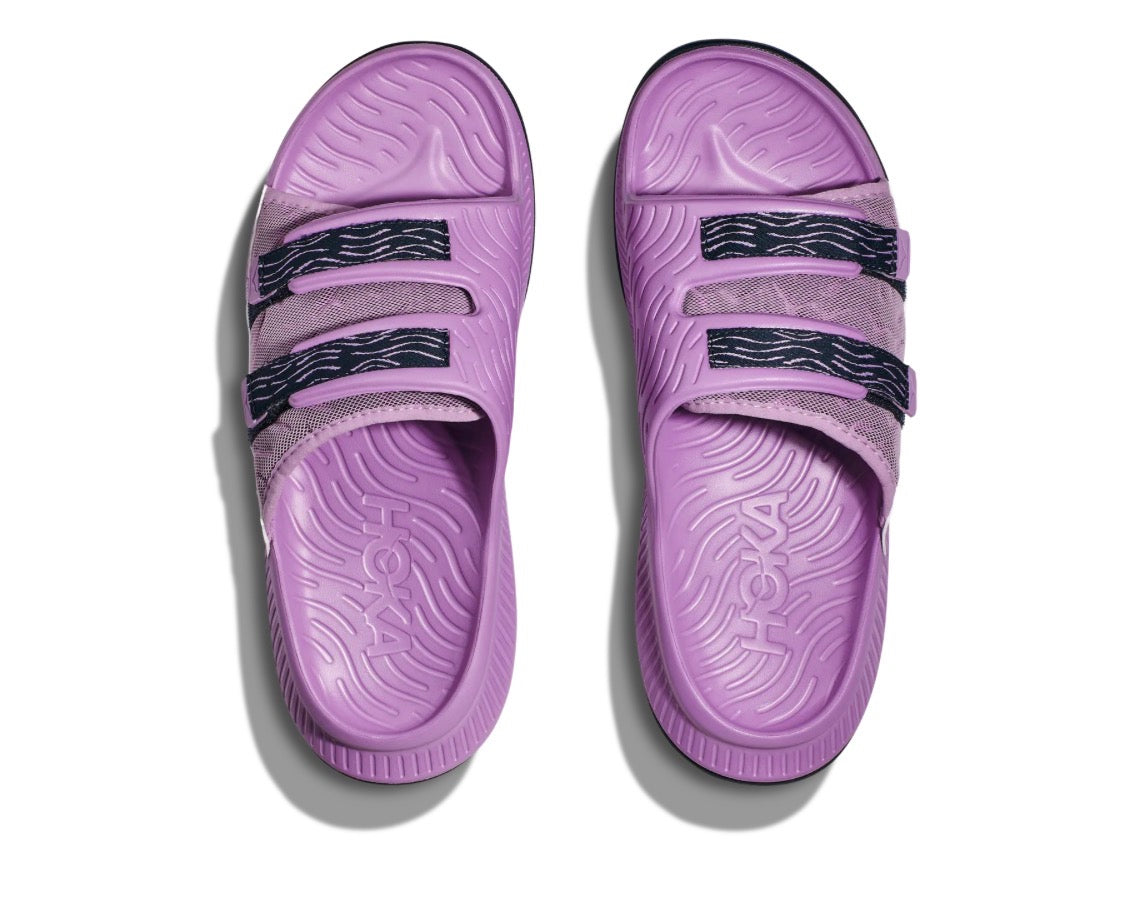 HOKA size label on Ora Luxe recovery slide, men's 11 / women's 13, style FL1123D