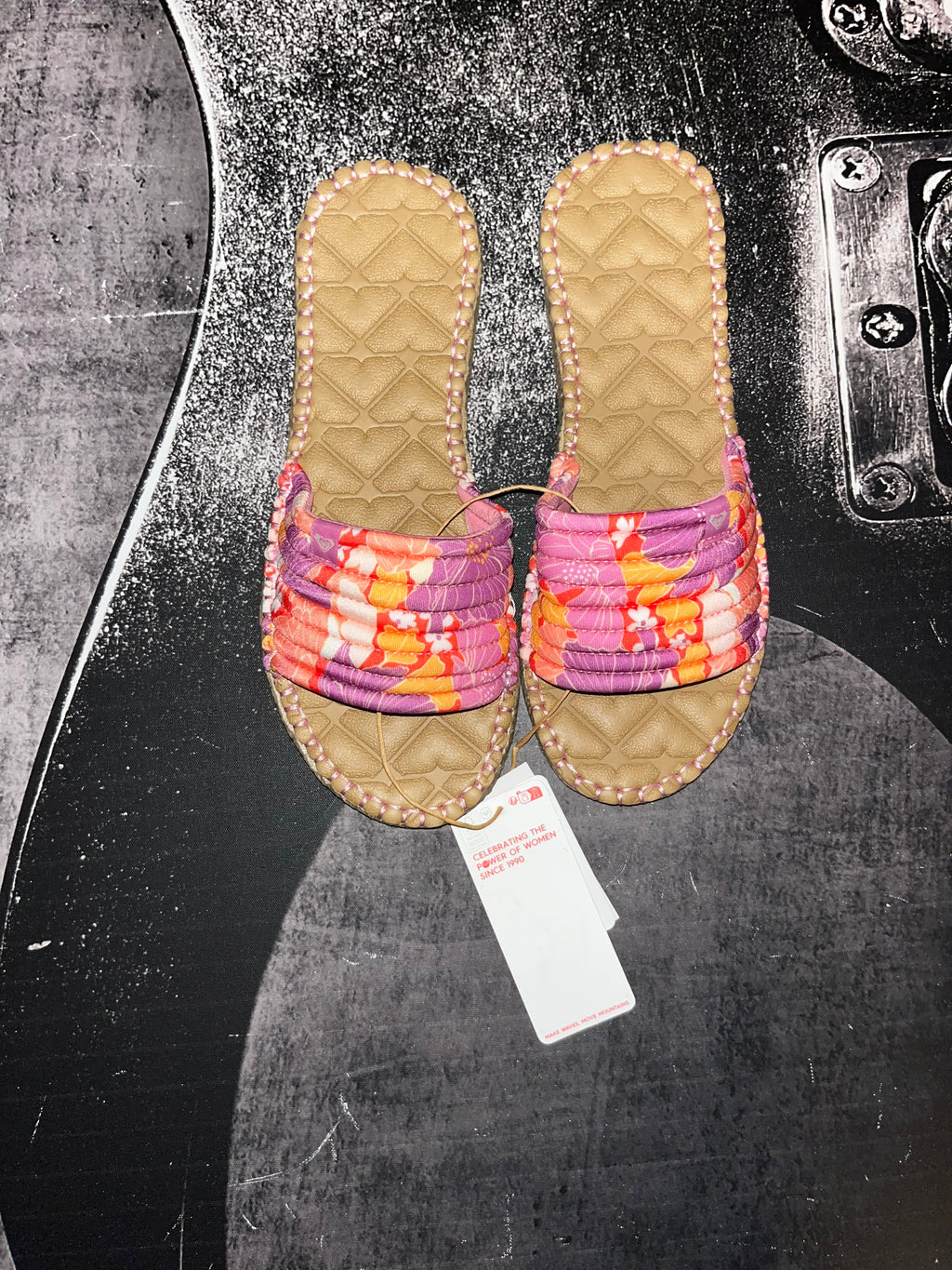 Roxy Shoresoft Slide Sandals • Floral Print • Size 8 • NWT