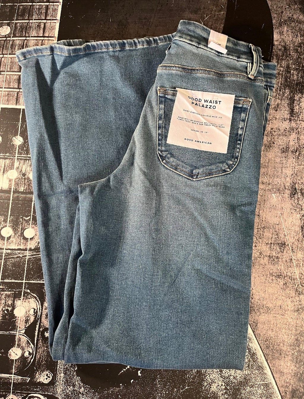 NWT Good American Soft Tech Good Waist High-Rise Palazzo Jeans • Indigo • Size: 8 / 29