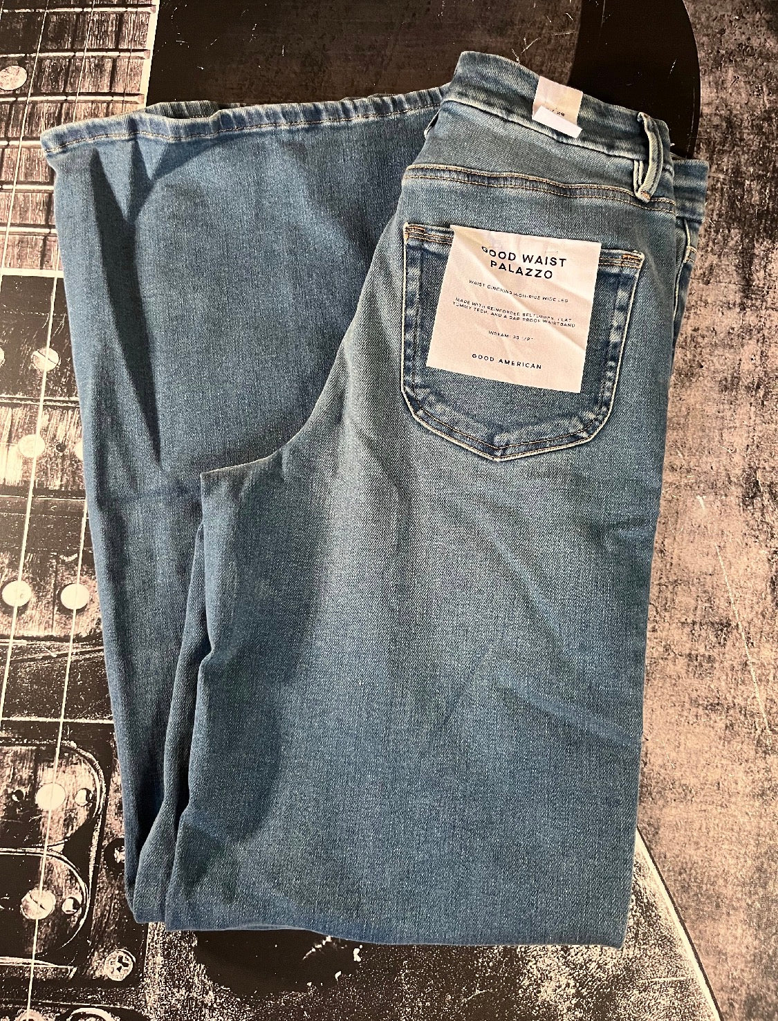NWT Good American Soft Tech Good Waist High-Rise Palazzo Jeans • Indigo • Size: 8 / 29