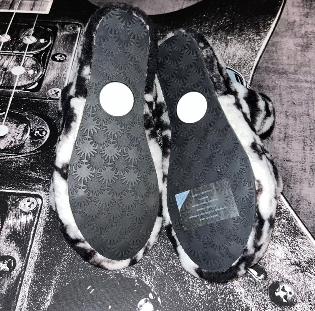 UGG Oh Yeah Slide Sandal | Black & White Marble | Women's Size 7 | NIB