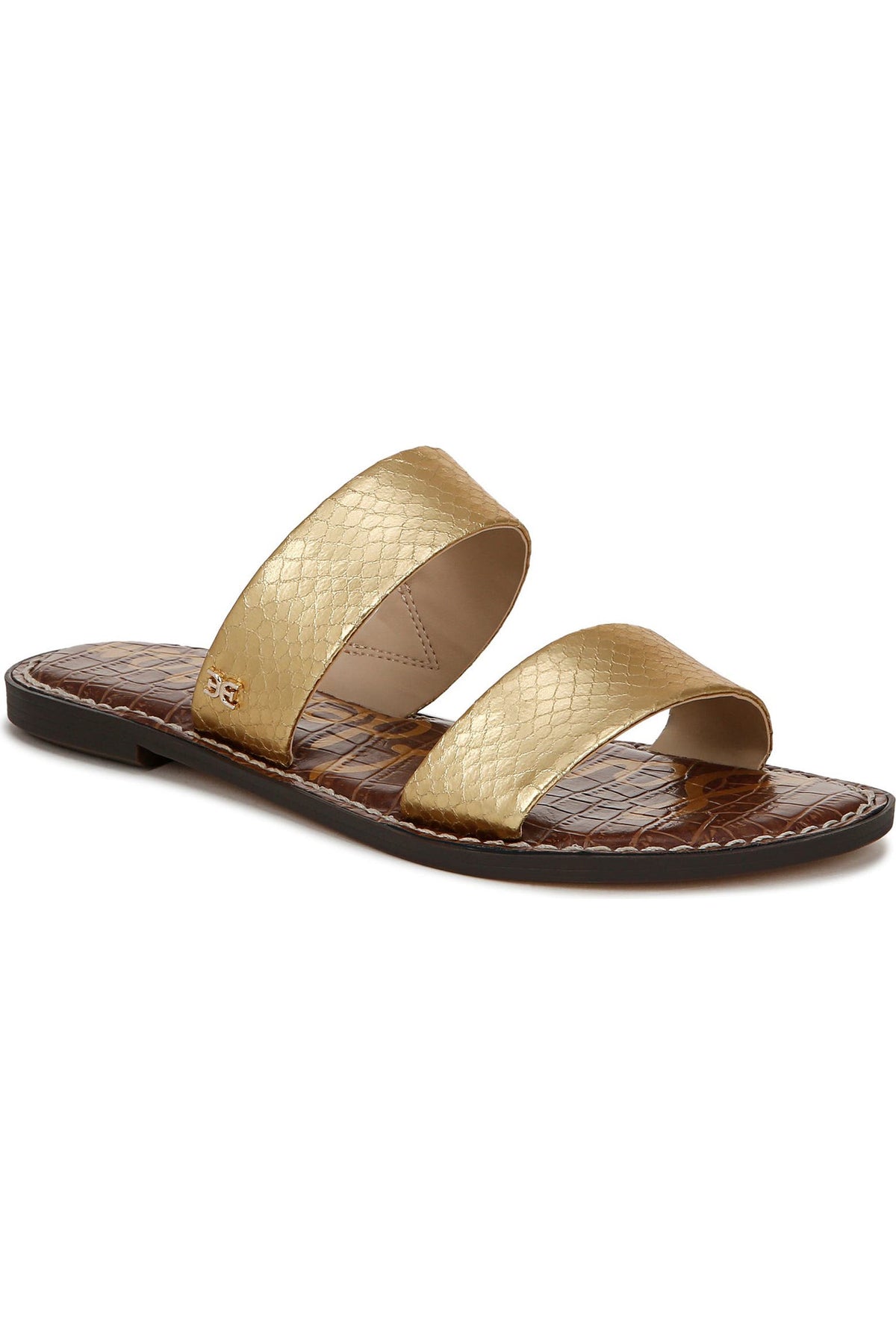 New Sam Edelman Gala Leather Slide Sandals • Gold • Size: Women's 8