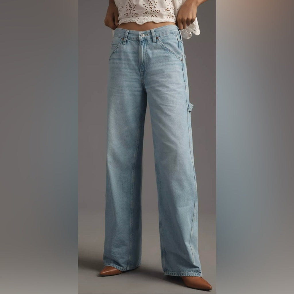 RE/DONE Painter High-Rise Wide-Leg Jeans • Faded Artisan Wash • Size 31 • NWT