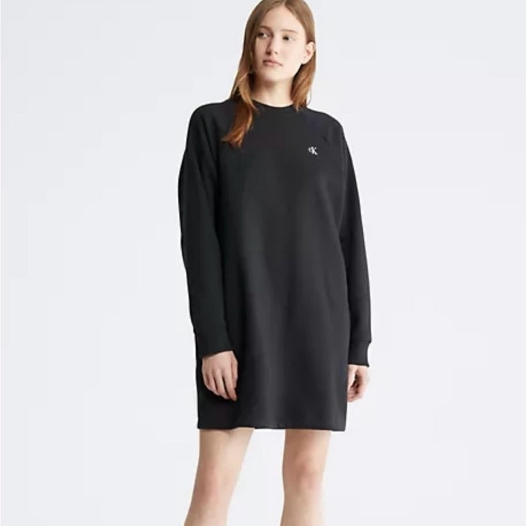 Calvin Klein Archive Logo Fleece Sweatshirt Dress • Black • Size Medium • NWT