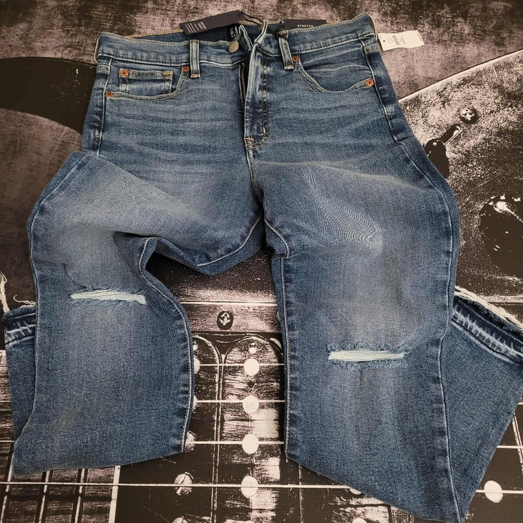 Gap High Rise True Skinny Ankle Jeans • Medium Dark Blue Wash • Size 28 • NWT