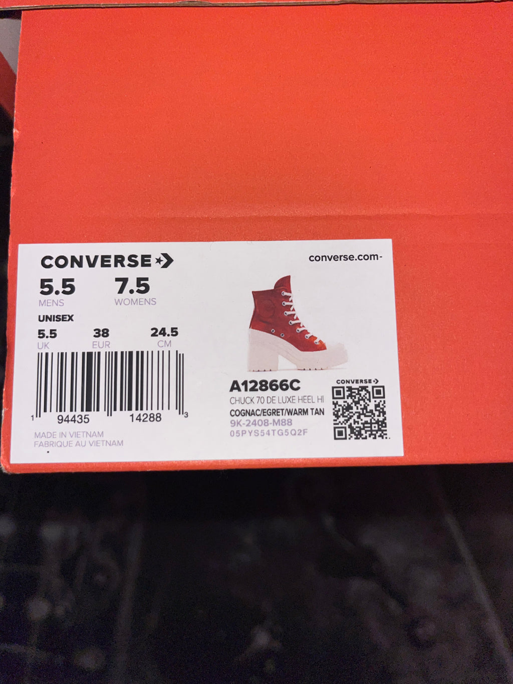 NIB Converse Chuck 70 De Luxe Heel High Top Platform Sneakers • Cognac / Egret / Warm Tan • Size: Women's 7.5 / Men's 5.5