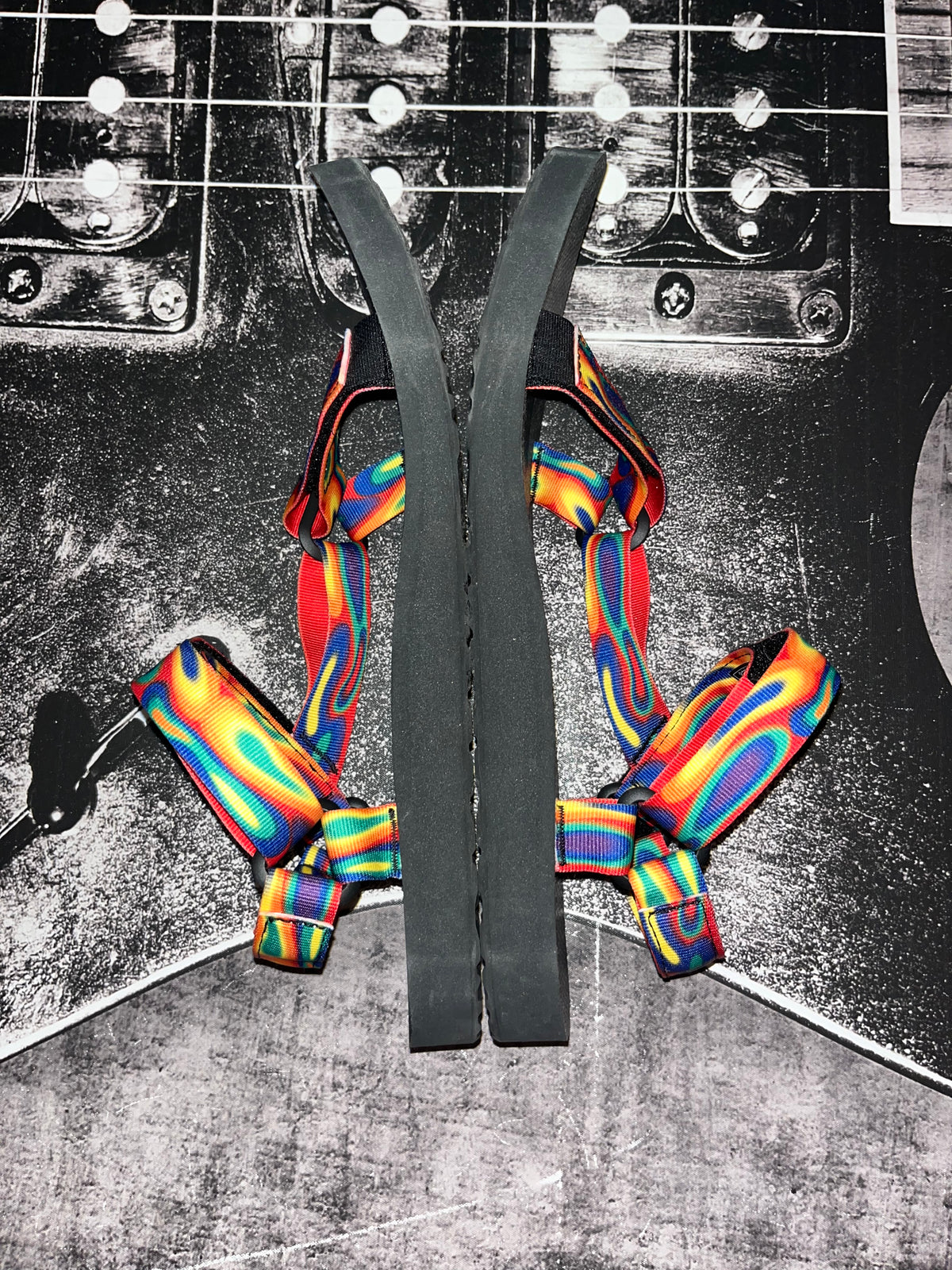 NIB Teva Original Universal Rainbow Strap Sandals • Galactic Multi Black / Rainbow • Size: Men's 14 / Women's 16
