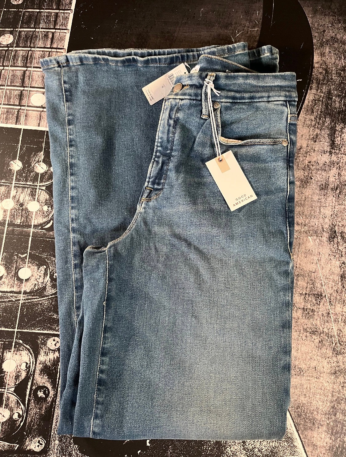 NWT Good American Soft Tech Good Waist High-Rise Palazzo Jeans • Indigo • Size: 8 / 29