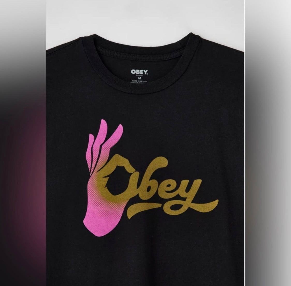 OBEY Okay Logo Black Graphic Tee | Size Medium