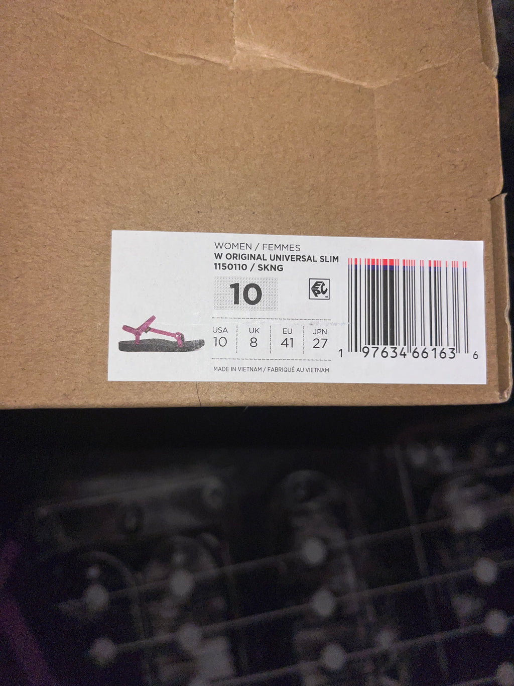NIB Teva Original Universal Slim Strappy Sandals • Purple / Black • Size: Women's 10