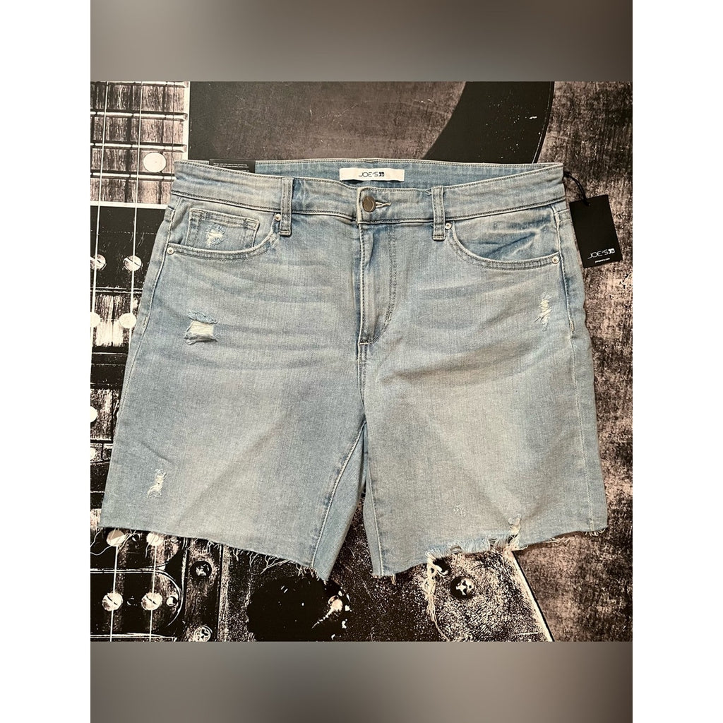 Joe's Jeans Mid-Rise Raw Edge Easy Bermuda Shorts • Light Blue Wash • Size 30 • NWT