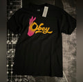 OBEY Okay Logo Black Graphic Tee | Size Medium
