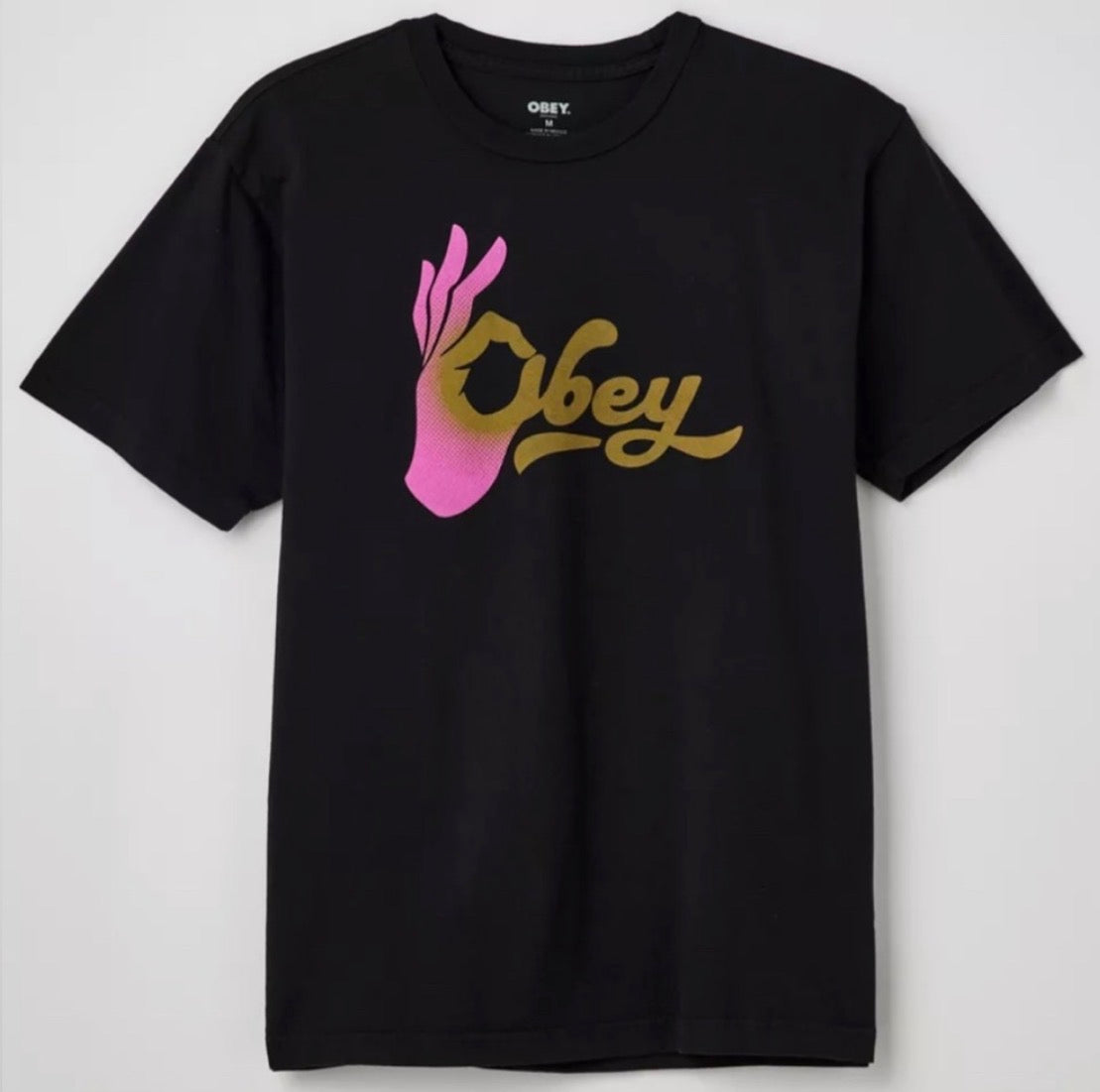 OBEY Okay Logo Black Graphic Tee | Size Medium