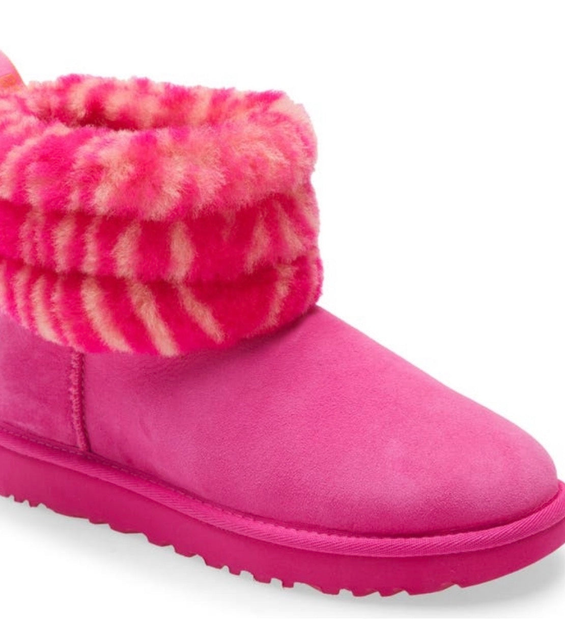 UGG Fluff Mini Quilted Boot — Rock Rose Zebra | Size 5 Women's