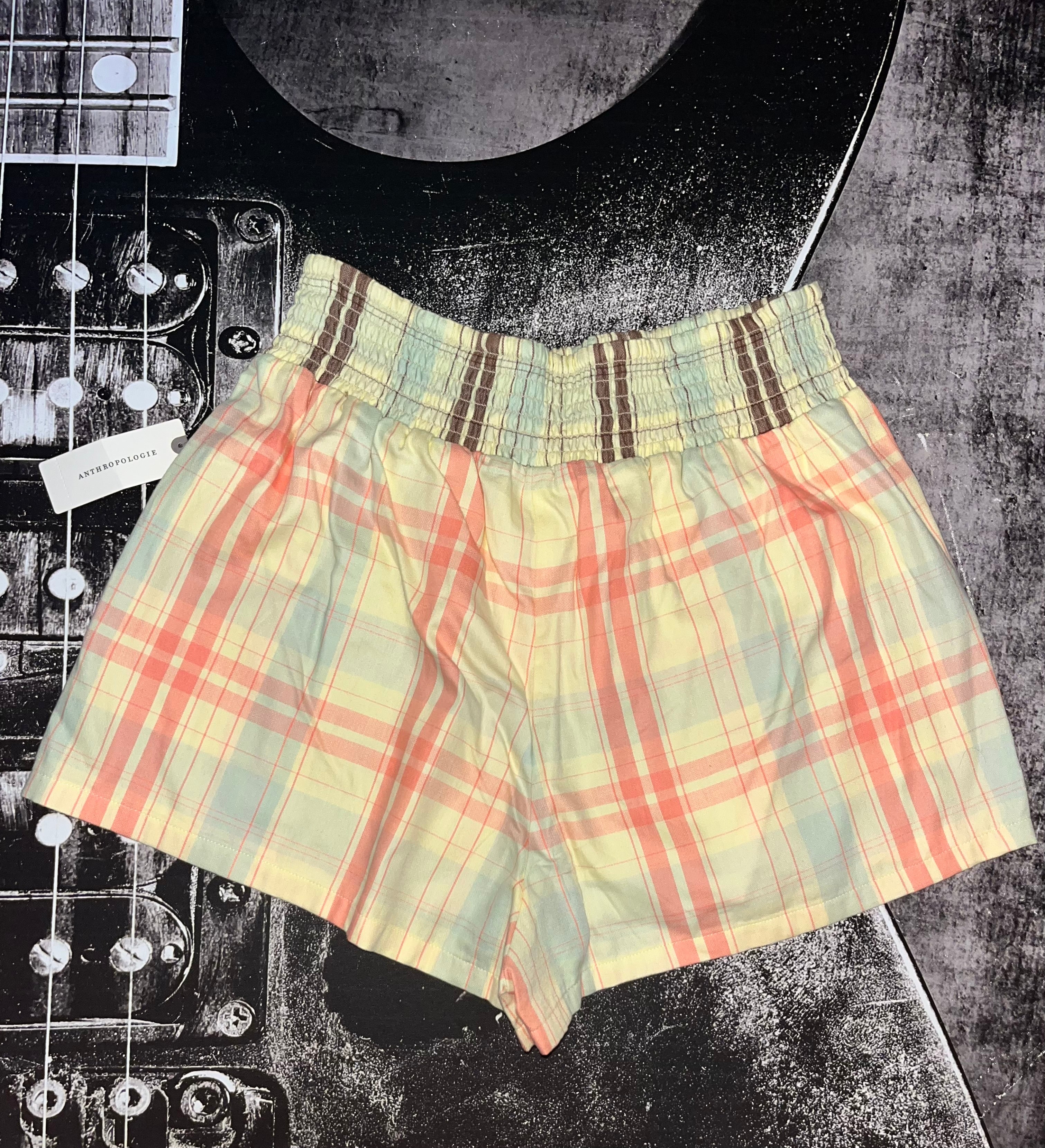 NWT LyreBird Yellow Flannel Boxer Shorts • Multi-Color Plaid • Size: XS