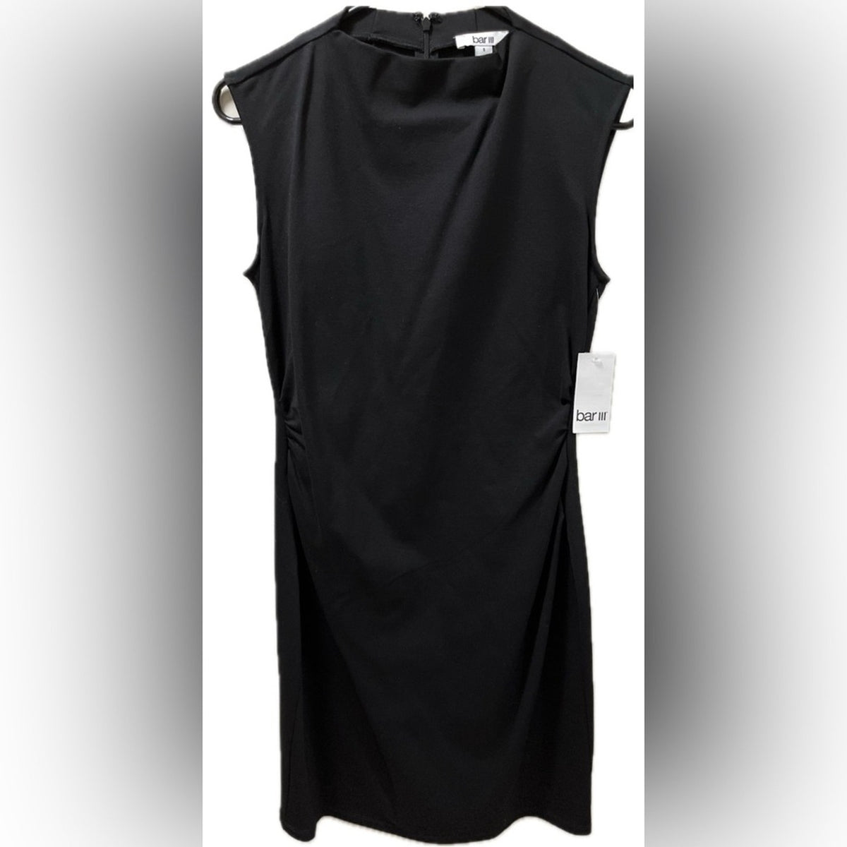 Bar III Black Sleeveless Ruched Mini Dress | Mock Neck | Size Small | NWT