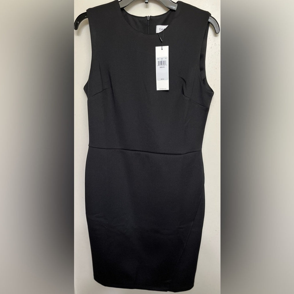 Calvin Klein Black Sleeveless Sheath Dress | LBD | Size 10 | NWT