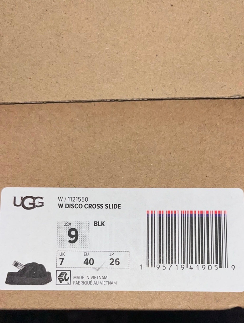 UGG Disco Cross Slide Sandal | Black | Women's Size 9 | NIB