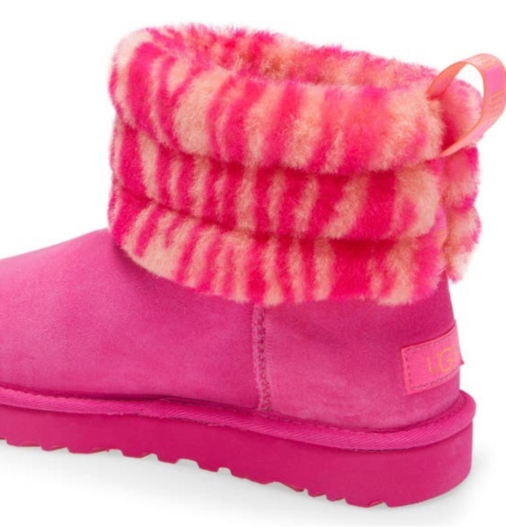 UGG Fluff Mini Quilted Boot — Rock Rose Zebra | Size 5 Women's