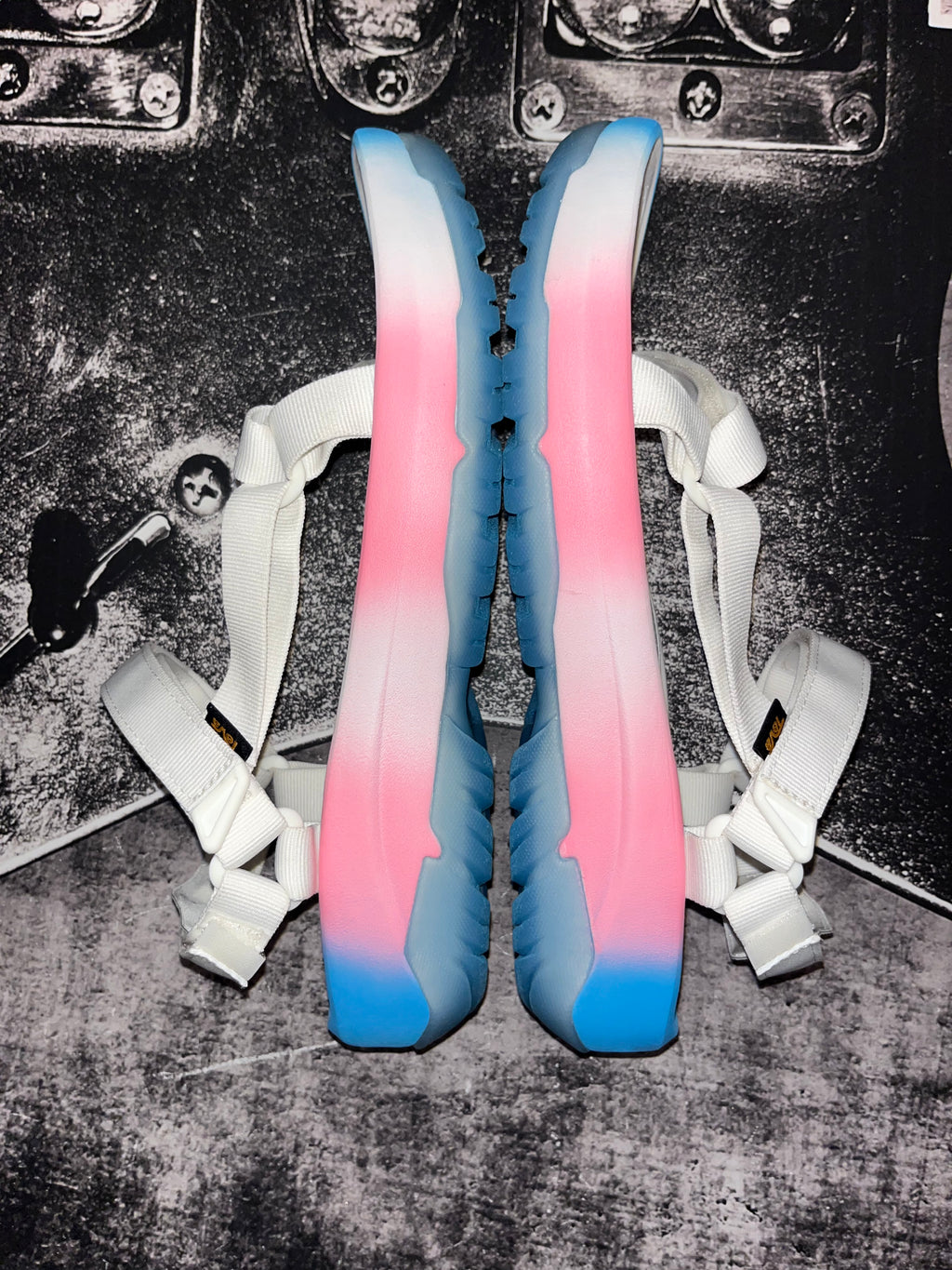 New Teva Hurricane XLT2 Ampsole Brite Platform Sandals • White / Pastel Pink Blue • Size: Men's 14 / Women's 16