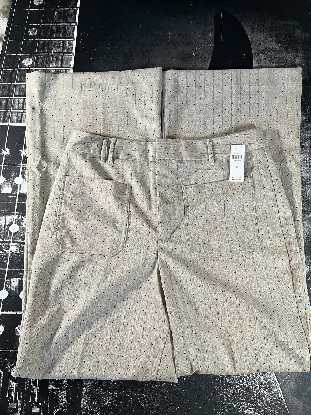 NWT Maeve Jude Sparkle Pinstripe Trousers • Grey Stripe • Size: US 12 / UK 16