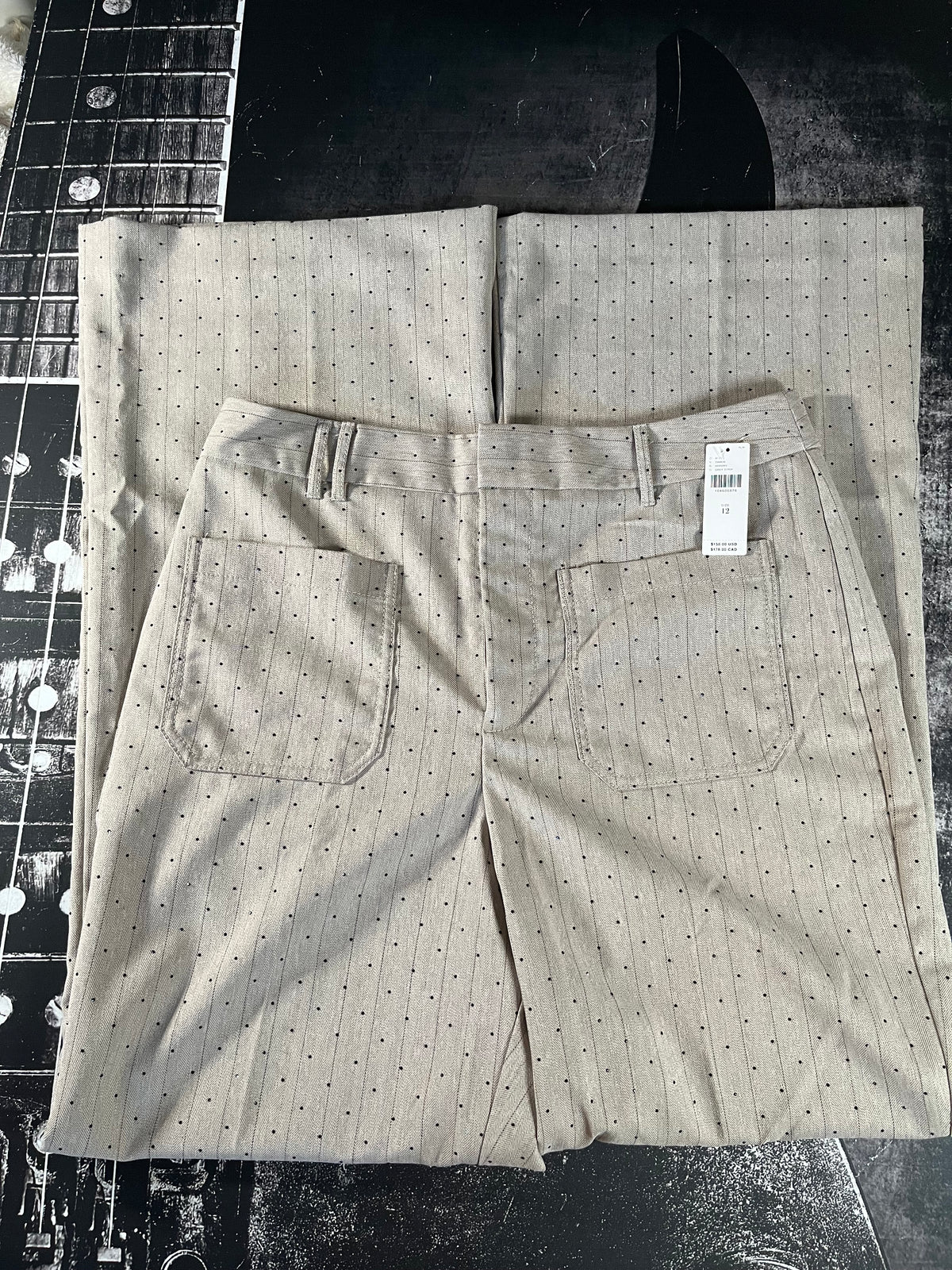 NWT Maeve Jude Sparkle Pinstripe Trousers • Grey Stripe • Size: US 12 / UK 16