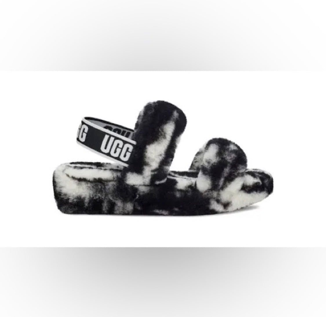 UGG Oh Yeah Slide Sandal | Black & White Marble | Women's Size 7 | NIB