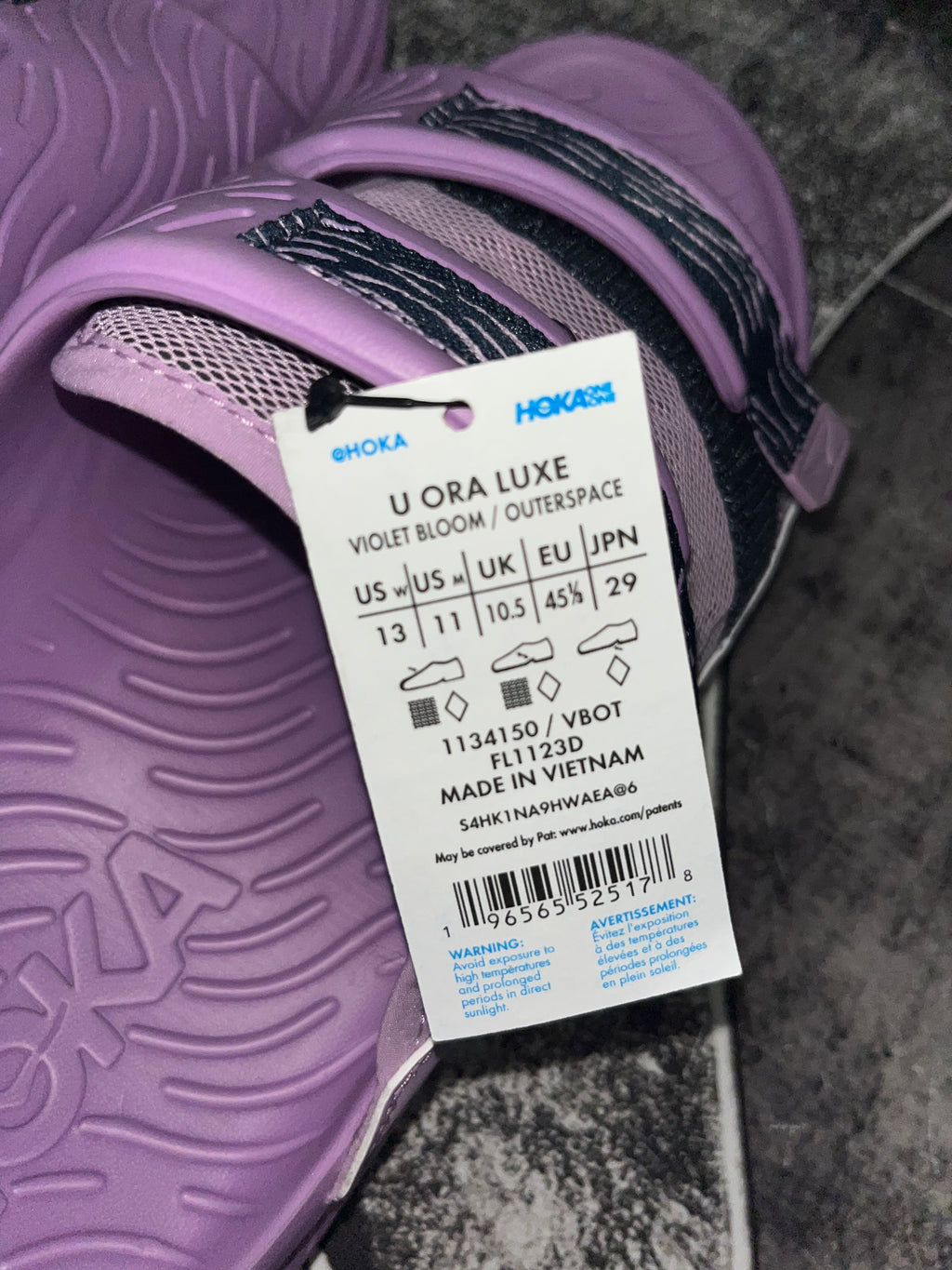 NWT HOKA Ora Luxe Recovery Slide Sandals • Violet Bloom / Outerspace Purple Navy • Size: Men's 11 / Women's 13