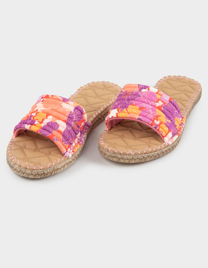 Roxy Shoresoft Slide Sandals • Floral Print • Size 8 • NWT