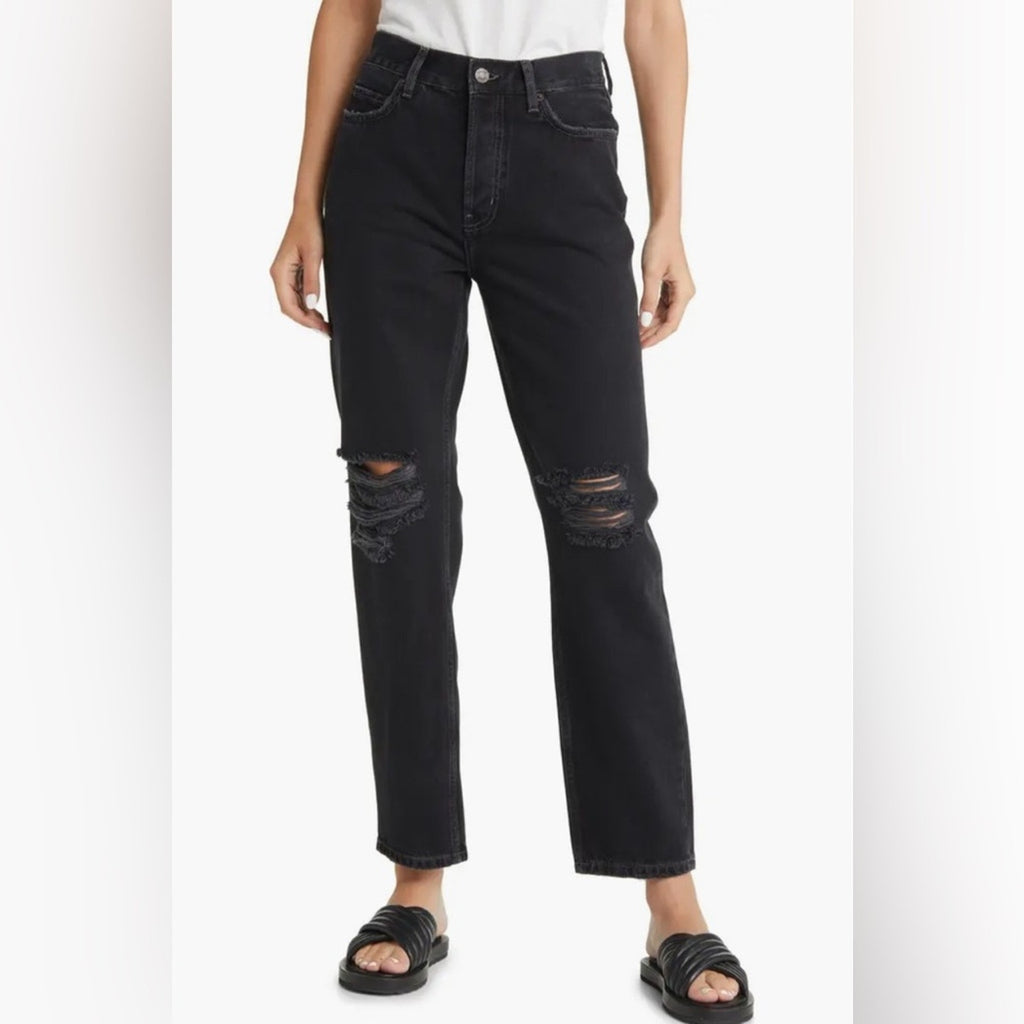 Rails Inked Distress Atwater Relaxed Straight-Leg Jeans • Black • Size 29 • NWT