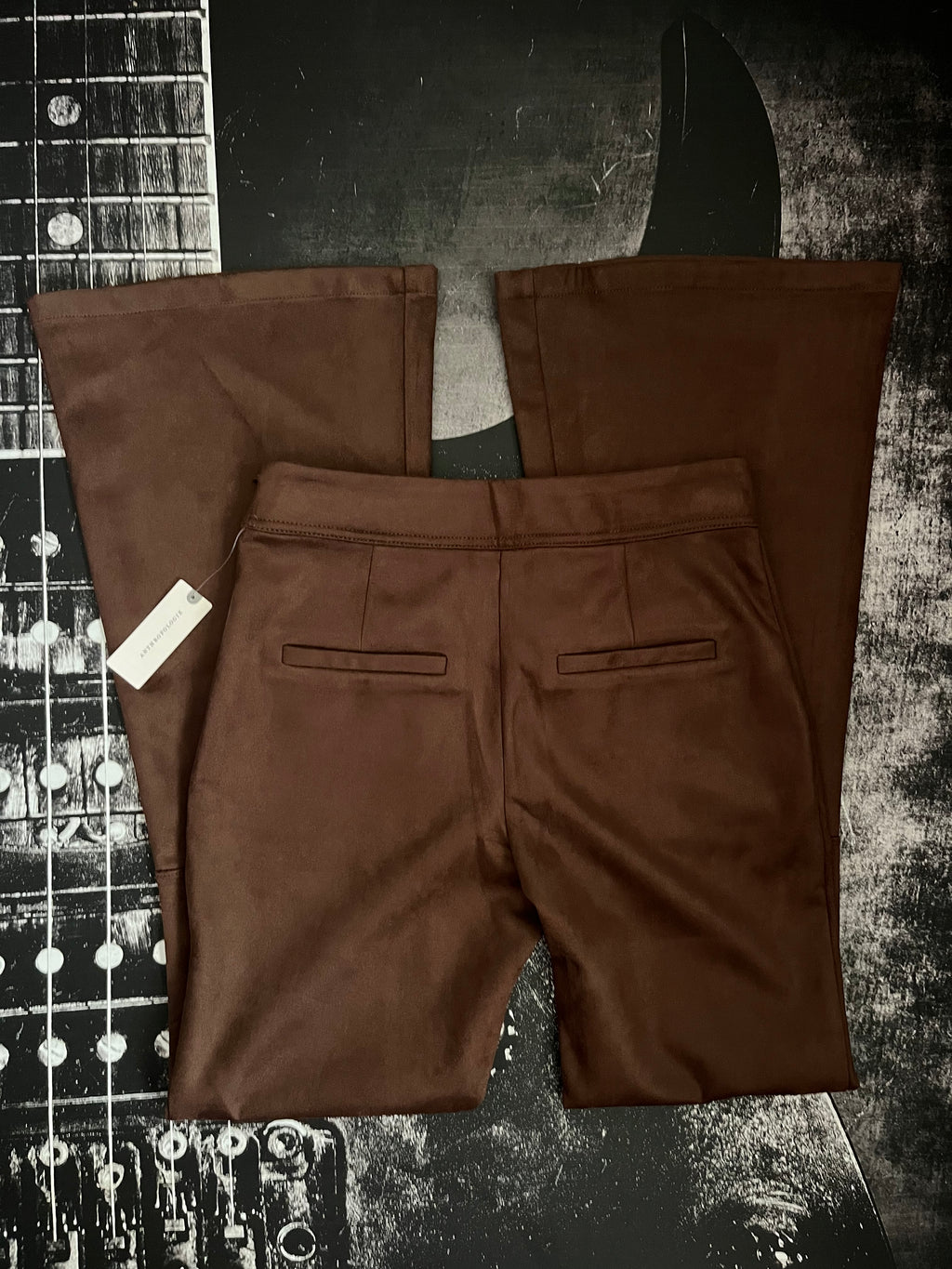 NWT Anthropologie Faux-Suede Flare Pants • Bark Brown • Size: Small