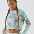 Kappa Cropped Tie-Dye Sweatshirt • Turquoise/Grey/White • Size Large • NWT