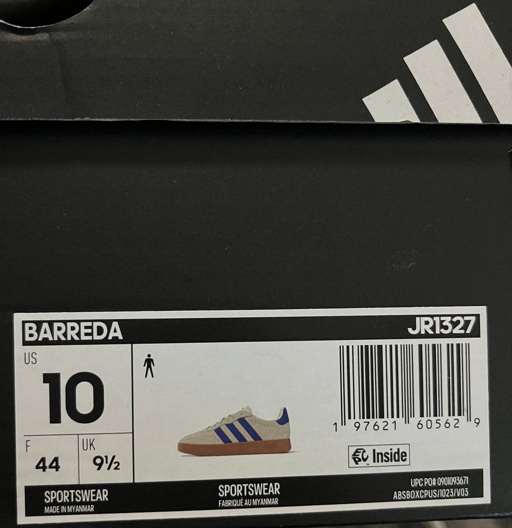 NIB Adidas Barreda Court Sneakers • Wonder Beige / Lucid Blue / Gum • Size: Men's 10 / Women's 11