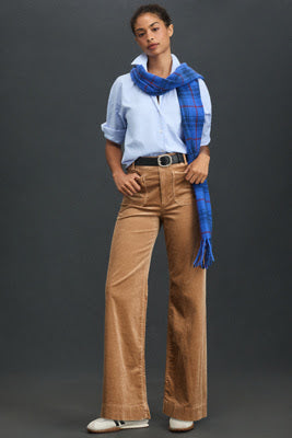 NWT Maeve Colette Corduroy High-Rise Wide-Leg Pants • Camel • Size 34