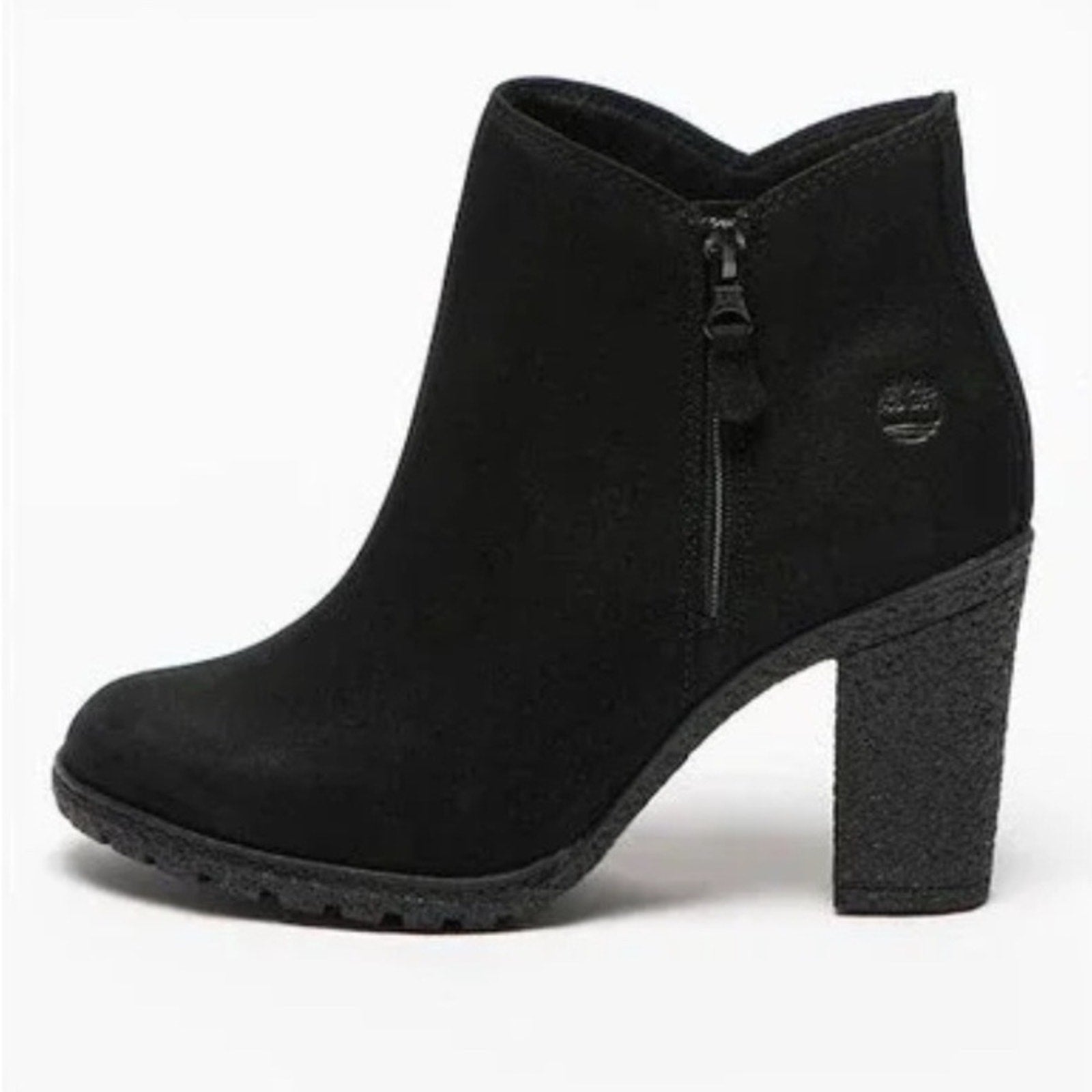 Timberland Tillston Ortholite Black Zip-Up Heeled Ankle Boots, Women's US 8.5