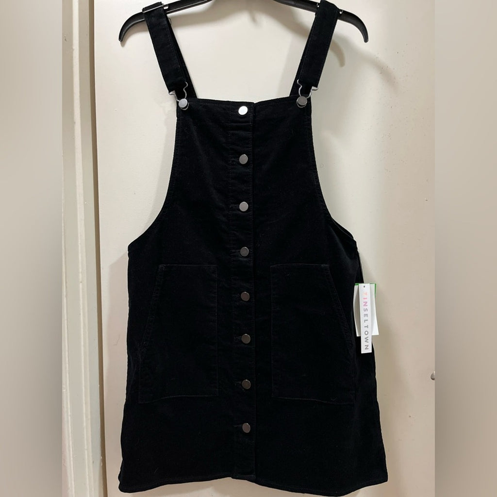 Tinseltown Mini Dress Overalls • Black • Size Medium (Juniors) • NWT